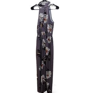 Floral Halter Maxi Dress in Dusty Lavender